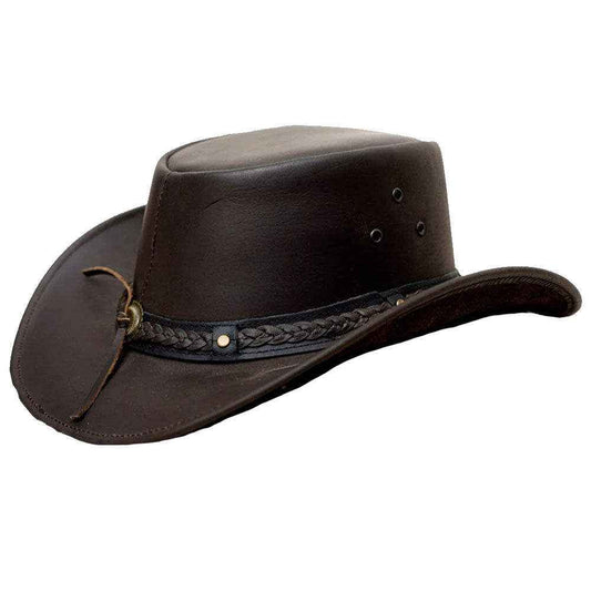 Dark Brown Leather Cowboy Hat