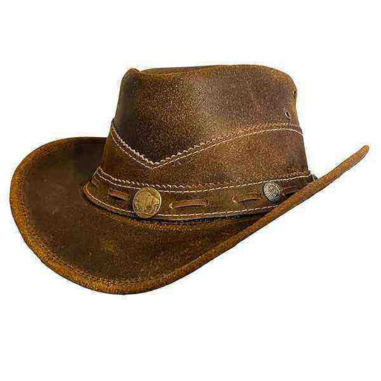 Vintage Leather Cowboy Hat | Buffalo Nickel Concho Band | Zhim Leather Creations