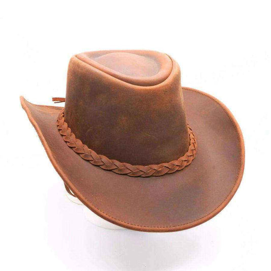 Saddle Brown Leather Cowboy Hat