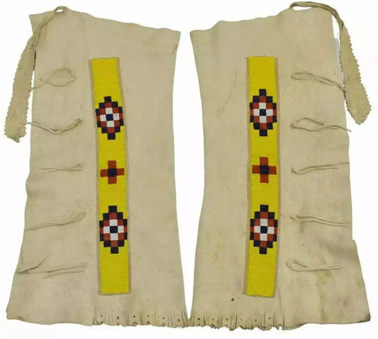 Handcrafted Zhim Leather Creations Native American ceremonial beaded suede vest.