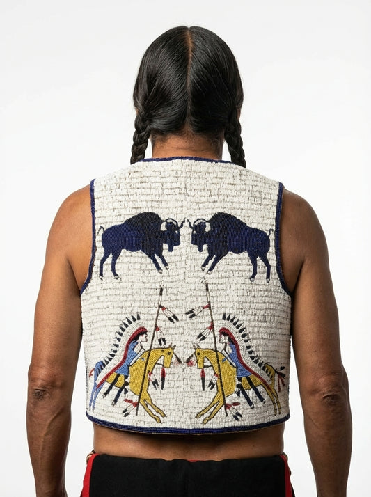 Old American Sioux Style Handmade Fully Beaded Powwow Regalia Vest BV2