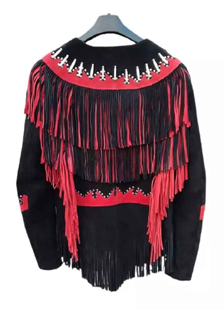 Women Fringe Suede Leather Beaded Jacket- ZLC-WWJ-2048