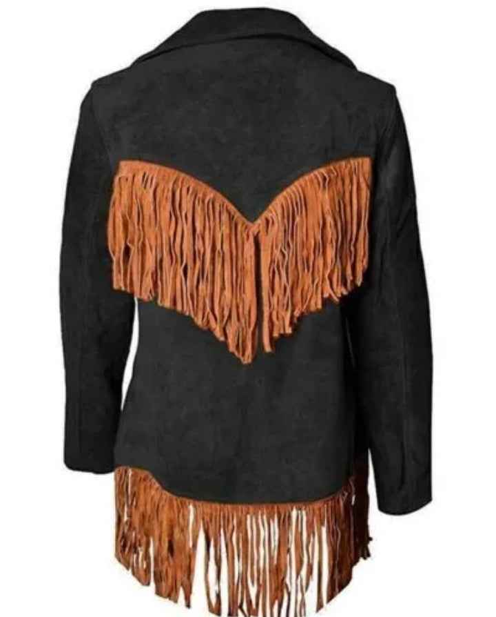 Women Native American Western Cowboy Leather Jacket Suede Fringe & Beaded -ZLC-WWJ-2051