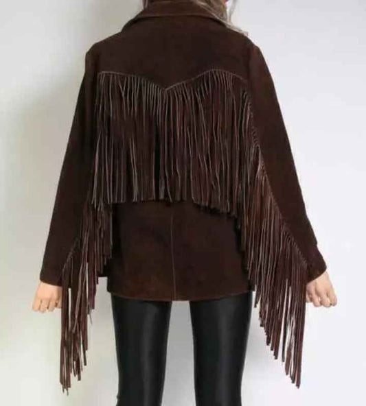 Women Fringe Real Leather Biker Jacket -ZLC-WWJ-2072