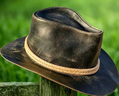 Arthur Morgan Cowboy Men Hat Handmade Real Cowhide Leather Western