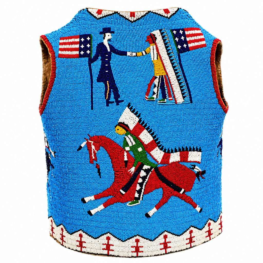 Fully Beaded Suede Leather Vest – Heritage Equestrian & Treaty Motifs