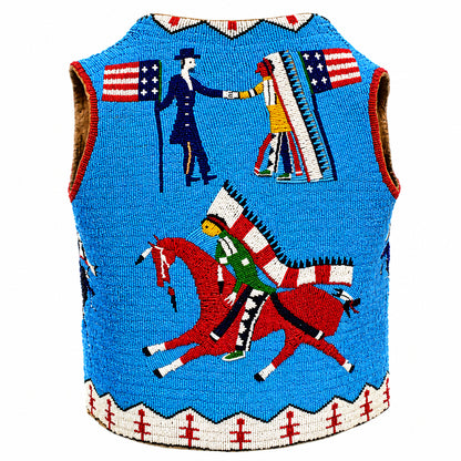 Fully Beaded Suede Leather Vest – Heritage Equestrian & Treaty Motifs