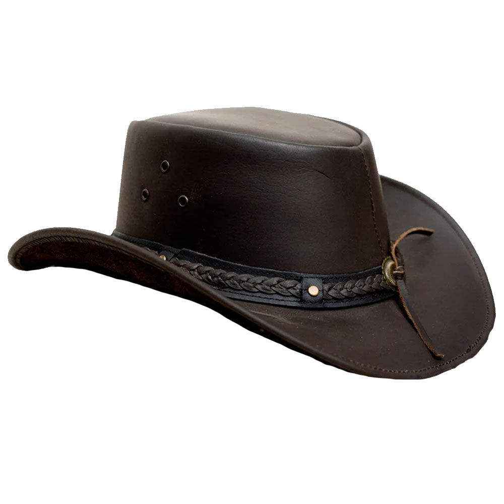 Dark Brown Leather Cowboy Hat