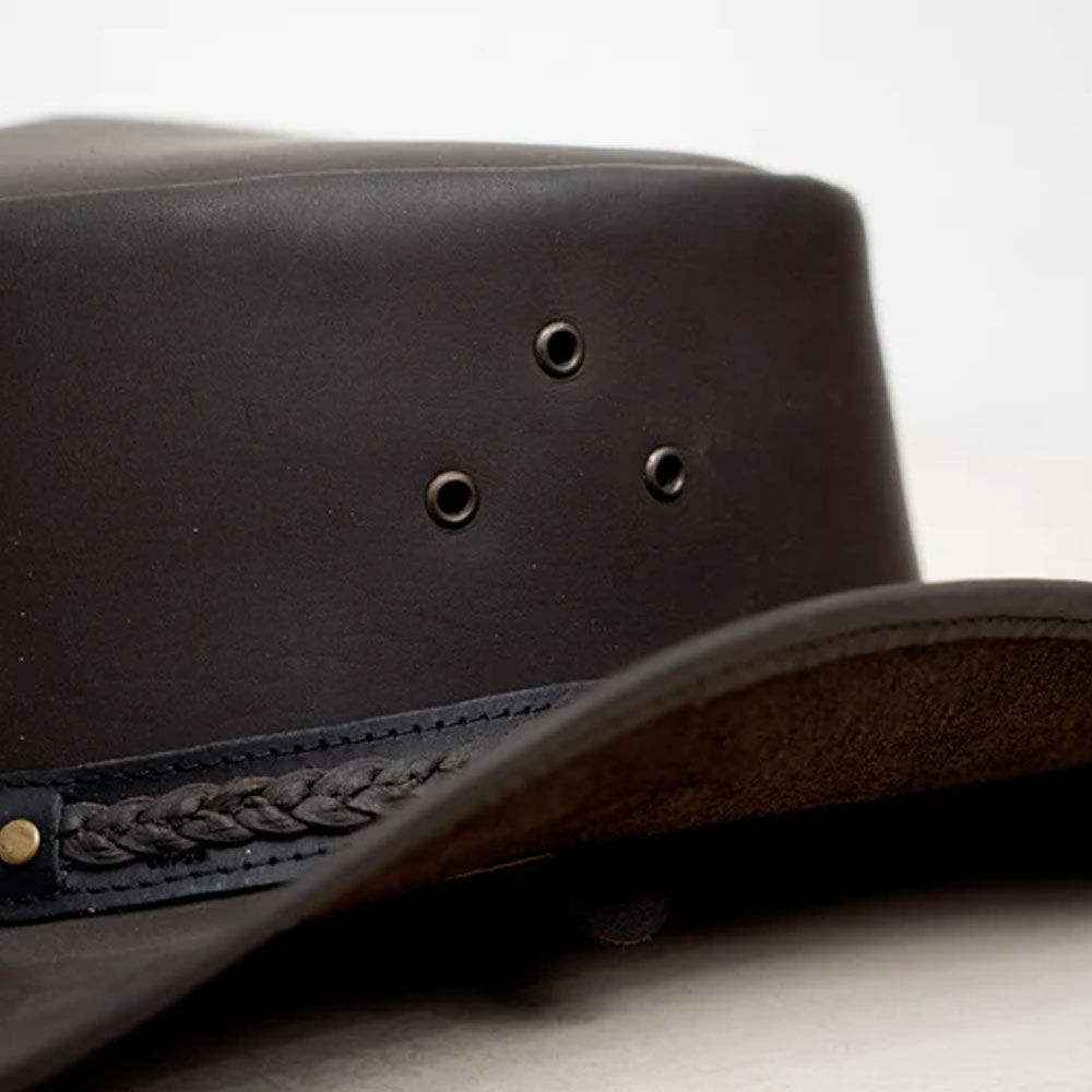 Dark Brown Leather Cowboy Hat