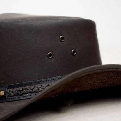 Dark Brown Leather Cowboy Hat