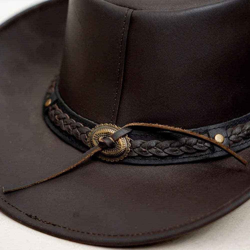 Dark Brown Leather Cowboy Hat