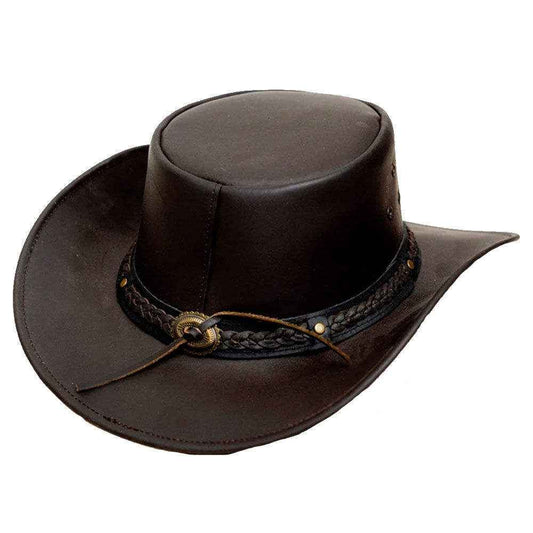 Dark Brown Leather Cowboy Hat