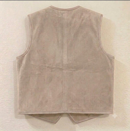 Handcrafted Beaded Suede Leather Vest – Geometric Heritage Edition