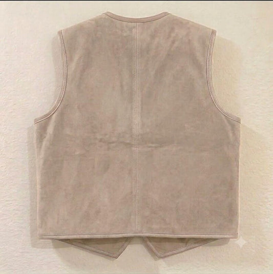 Handcrafted Beaded Suede Leather Vest – Geometric Heritage Edition