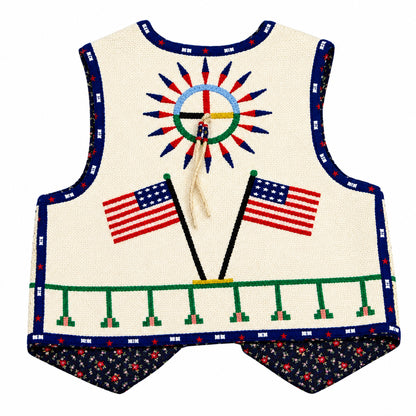 Handcrafted Fully Beaded Suede Leather Vest – Americana & Morning Star Edition