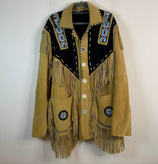 Men's Fringe Suede Leather Cowboy Jacket- ZLC-WJM-1058