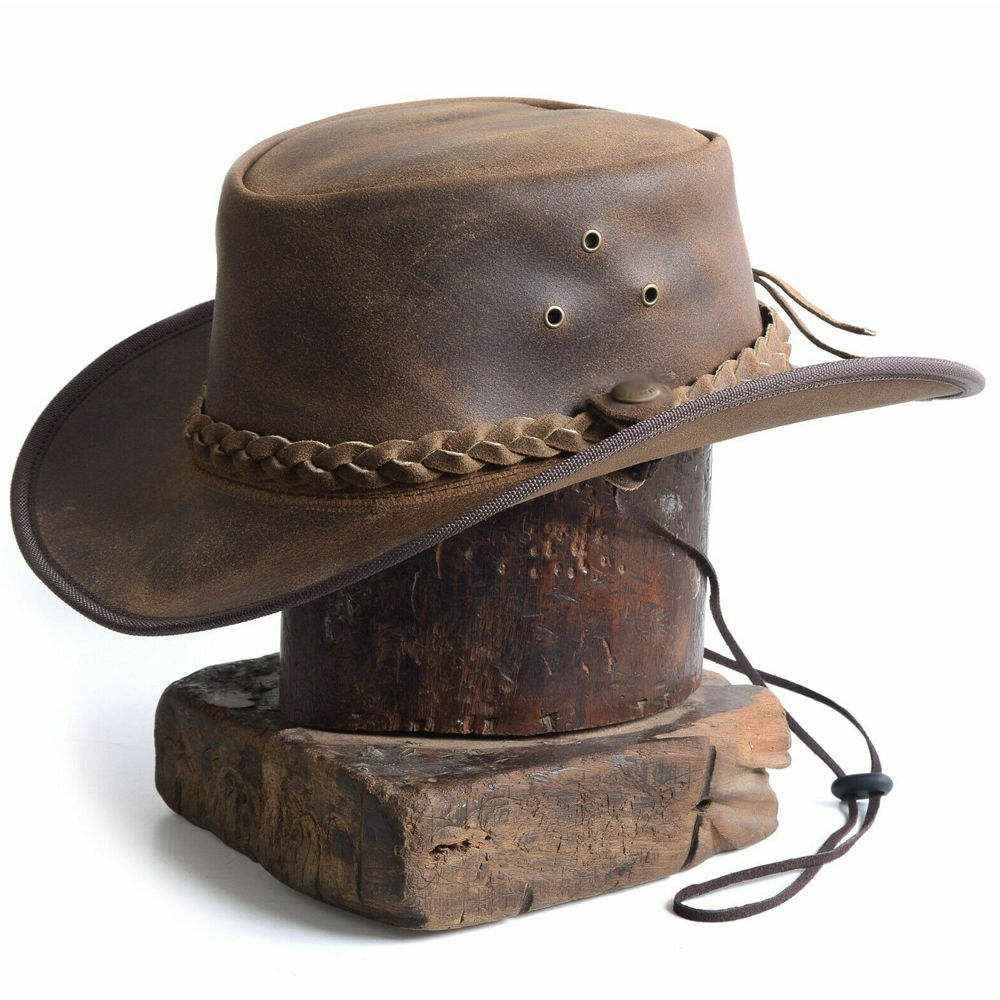 Leather Outback Hat Chin Strap & Braided Band