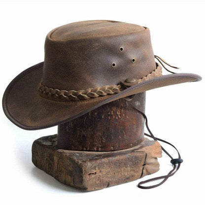 Leather Outback Hat Chin Strap & Braided Band