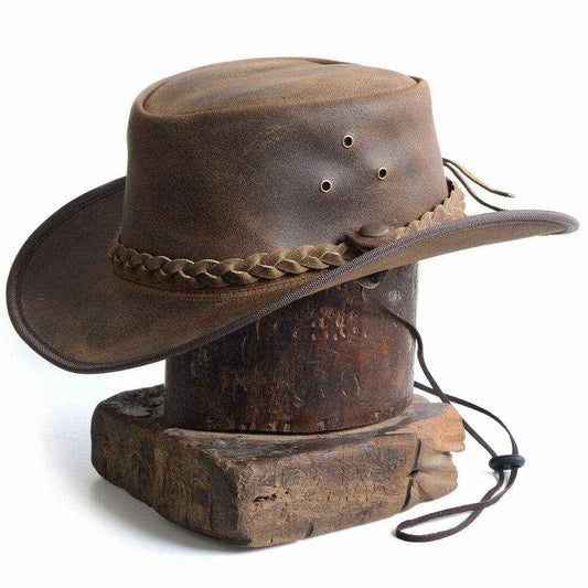 Leather Outback Hat Chin Strap & Braided Band