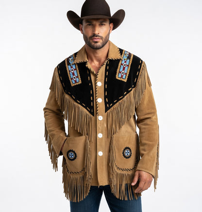 Men's Brown Suede Fringe Jacket Canada – Western Cowboy Leather Coat | Calgary Stampede & Country Style