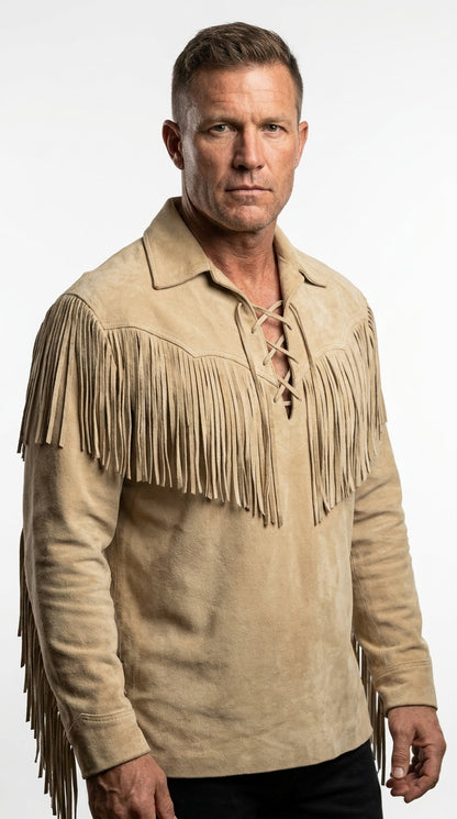 Men's Handmade Suede Fringe Jacket
