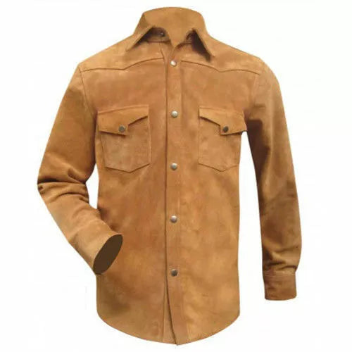 Men's Leather Buckskin Shirt Mountain Man Reenactment Suede Native American-ZLC-WLS-2011