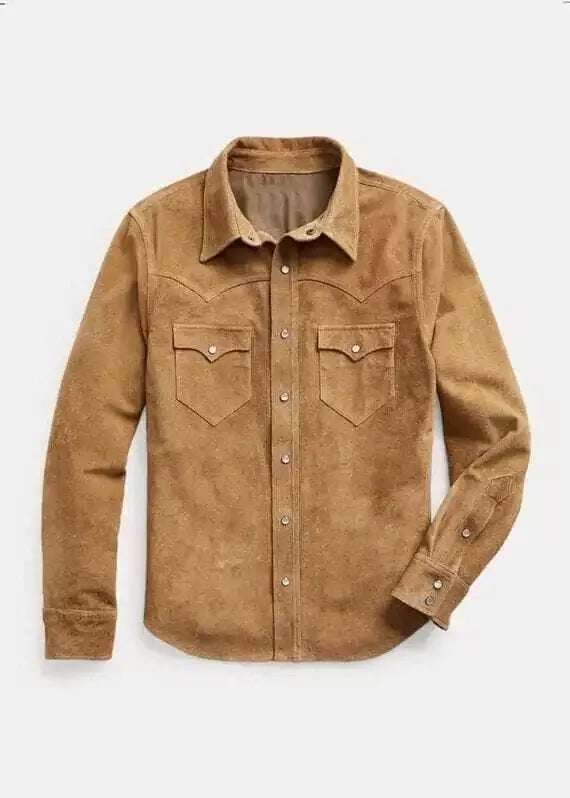 Men's Leather Buckskin Shirt Mountain Man Reenactment Suede Native American-ZLC-WLS-2012