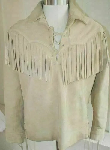 Men's Leather Buckskin Shirt Mountain Man Reenactment Suede Native American-ZLC-WLS-2017