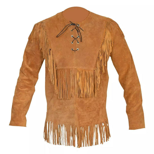 Men's Leather Buckskin Shirt Mountain Man Reenactment Suede Native American-ZLC-WLS-2019