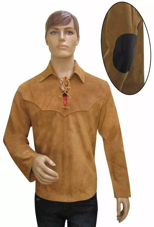 Men's Leather Buckskin Shirt Mountain Man Reenactment Suede Native American-ZLC-WLS-2020