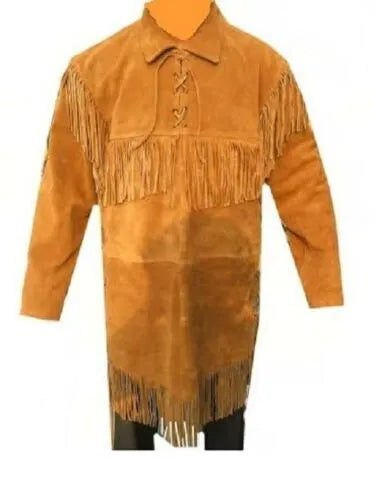 Men's Leather Buckskin Shirt Mountain Man Reenactment Suede Native American-ZLC-WLS-2002