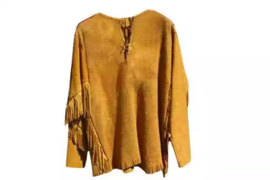 Men's Leather Buckskin Shirt Mountain Man Reenactment Suede Native American-ZLC-WLS-2026