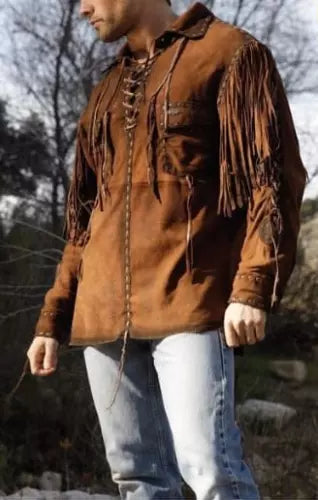 Men's Leather Buckskin Shirt Mountain Man Reenactment Suede Native American-ZLC-WLS-2028-1