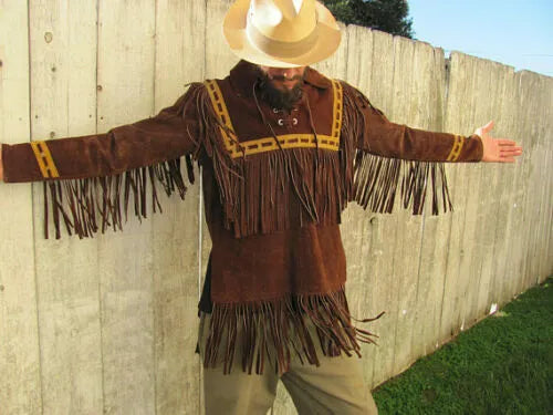 Men's Leather Buckskin Shirt Mountain Man Reenactment Suede Native American-ZLC-WLS-2030