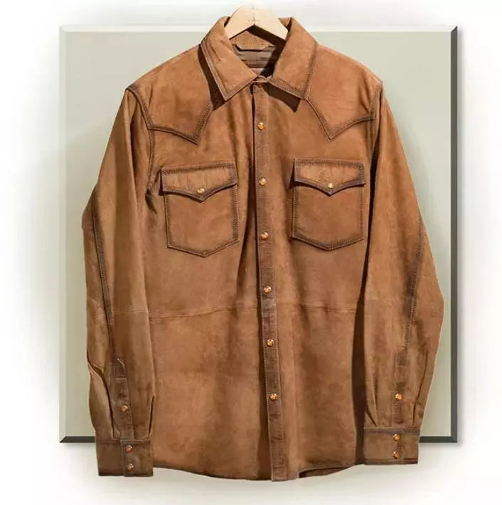 Men's Leather Buckskin Shirt Mountain Man Reenactment Suede Native American-ZLC-WLS-2004