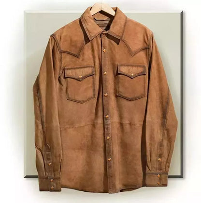 Men's Leather Buckskin Shirt Mountain Man Reenactment Suede Native American-ZLC-WLS-2004