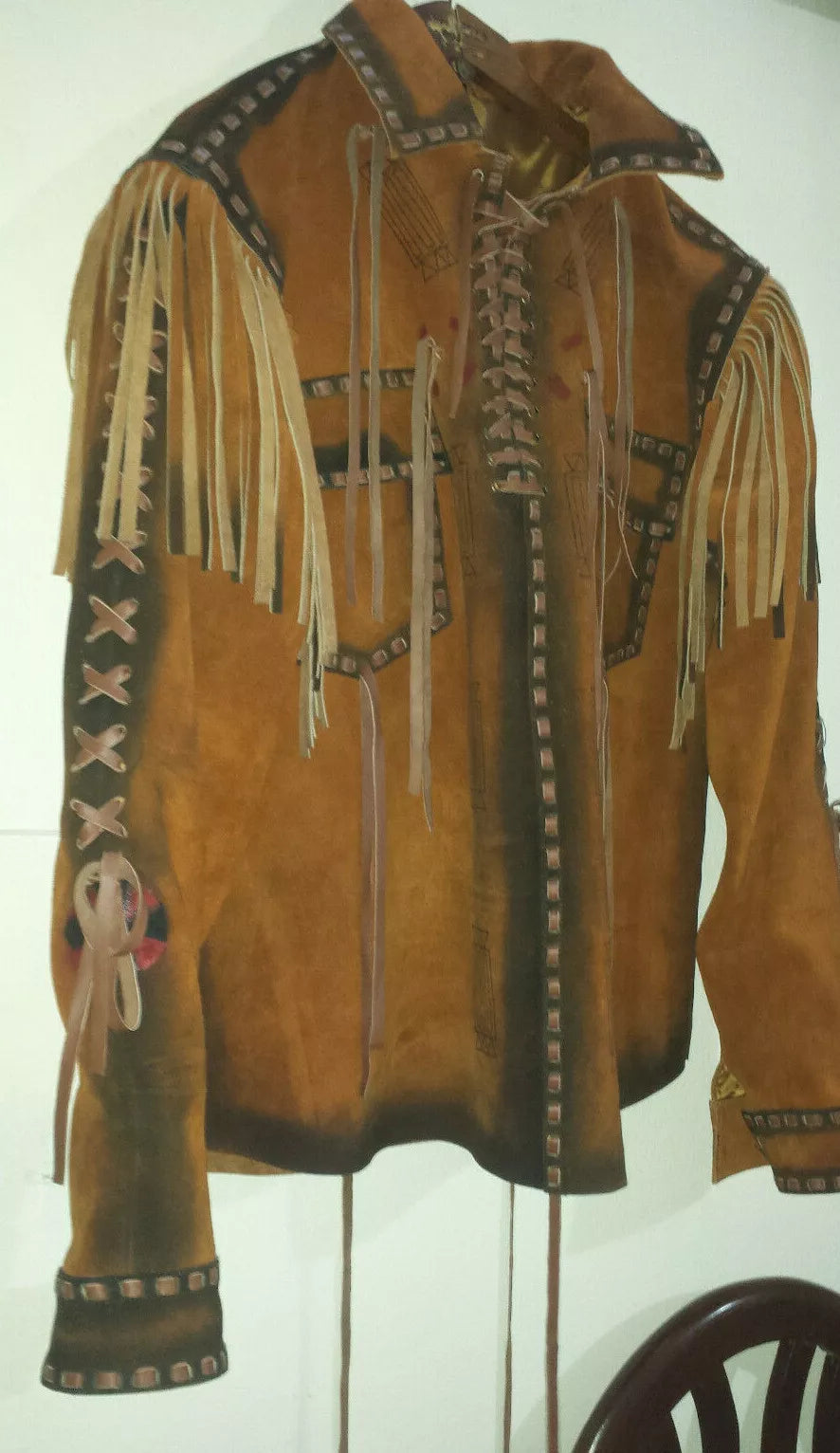 Men's Leather Buckskin Shirt Mountain Man Reenactment Suede Native American-ZLC-WLS-2005-1