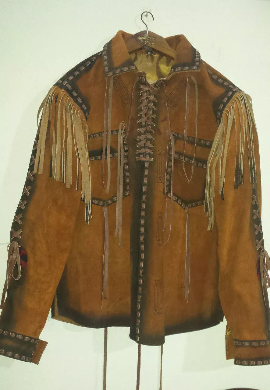 Men's Leather Buckskin Shirt Mountain Man Reenactment Suede Native American-ZLC-WLS-2005