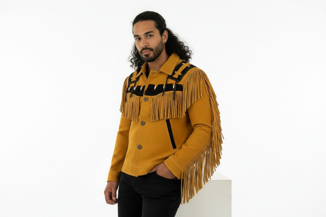 Men's Fringe Suede Leather Cowboy Jacket- ZLC-WJM-10 - ZHIM LEATHER CREATIONS