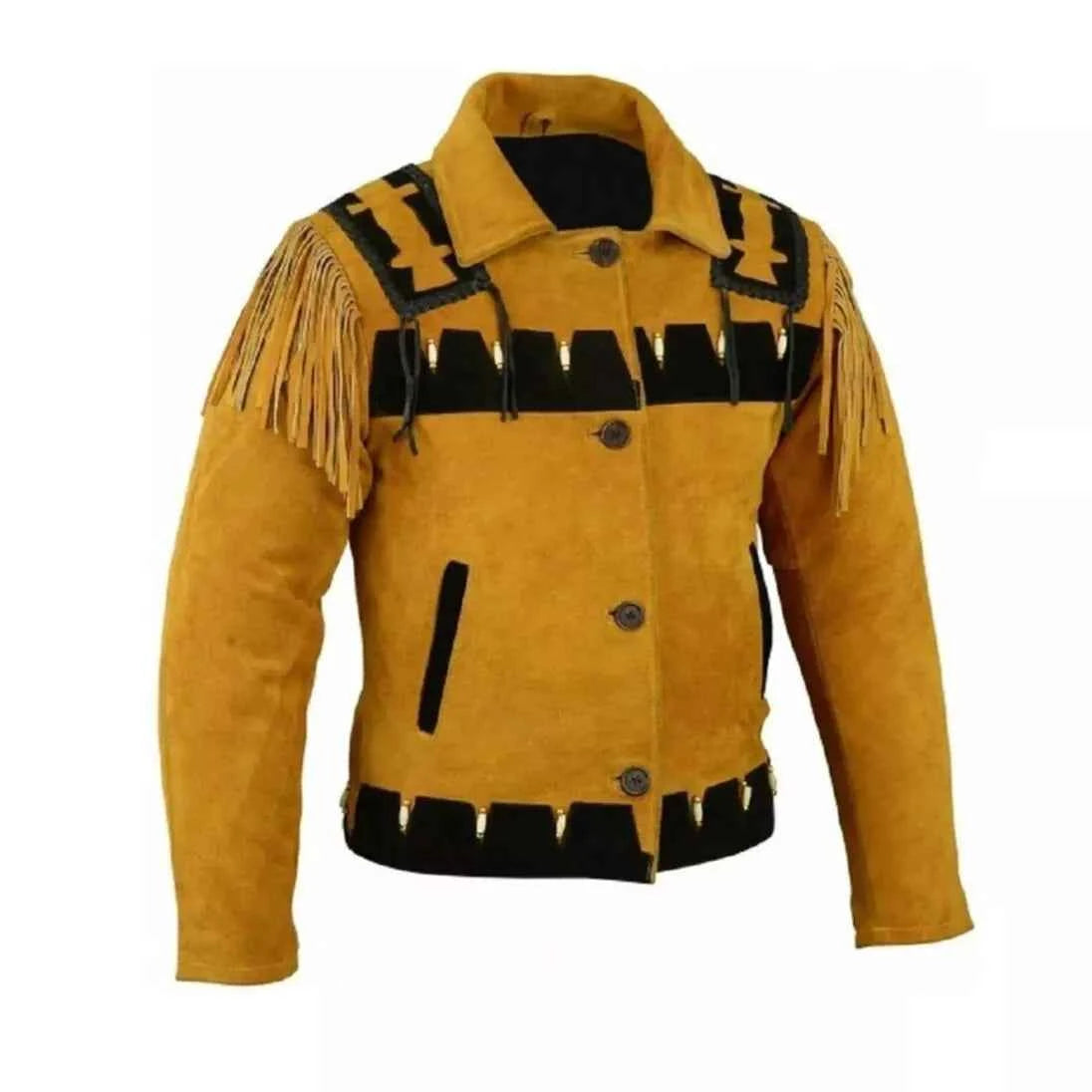 Men's Fringe Suede Leather Cowboy Jacket- ZLC-WJM-10
