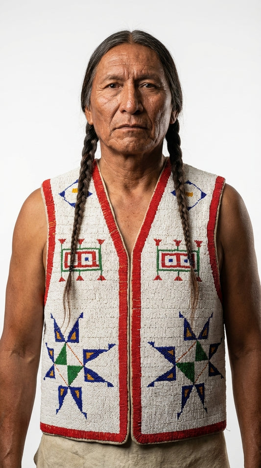 Old American Sioux Style Handmade Fully Beaded Powwow Regalia Vest BV4