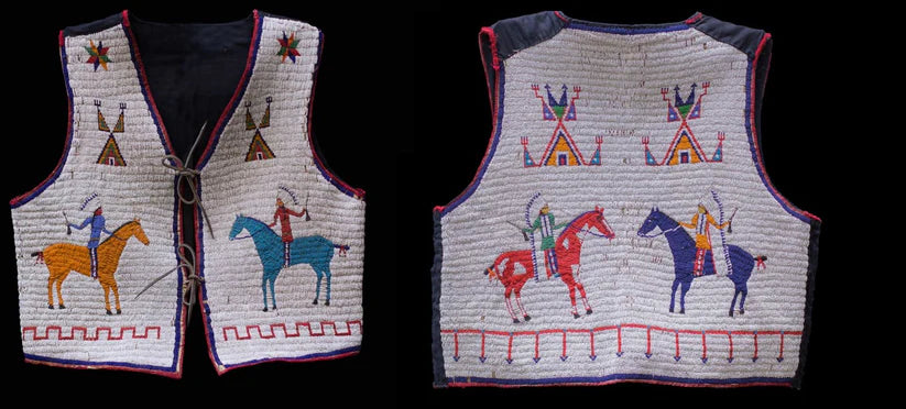 Old American Sioux Style Handmade Fully Beaded Powwow Regalia Vest BV7 - ZHIM LEATHER CREATIONS