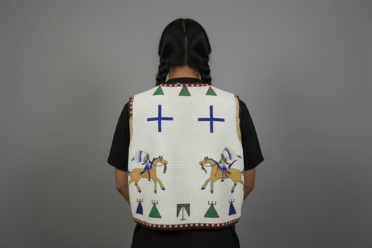 Old American Sioux Style Handmade Fully Beaded Powwow Regalia Vest BV1