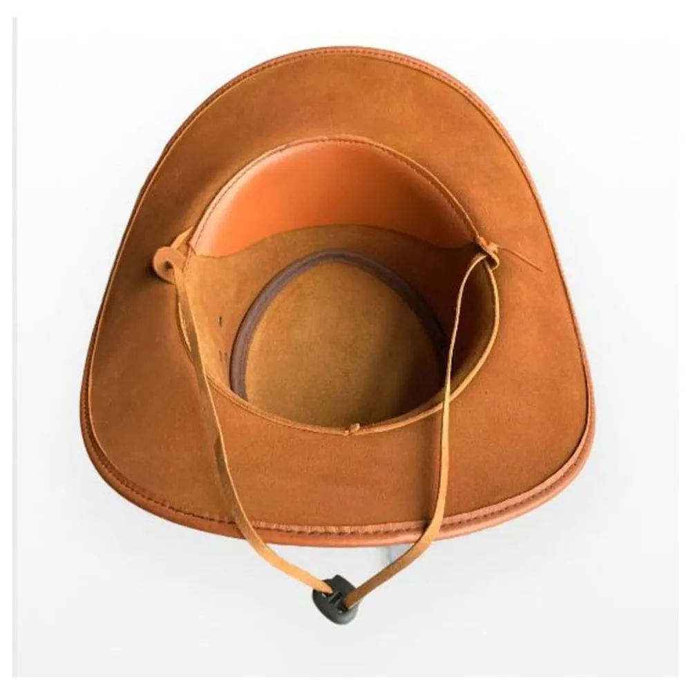 Tan Leather Cowboy Hat Hand-Braided Band Natural Finish