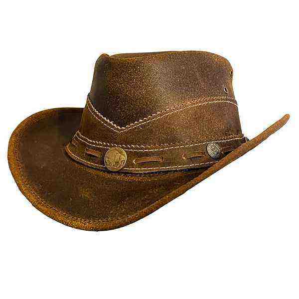 Vintage Leather Cowboy Hat | Buffalo Nickel Concho Band | Zhim Leather Creations