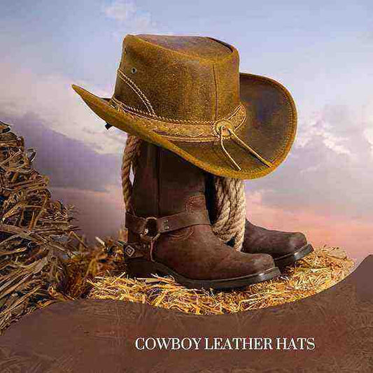Vintage Leather Cowboy Hat | Buffalo Nickel Concho Band | Zhim Leather Creations