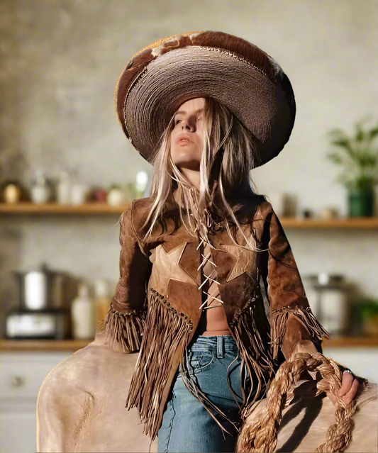 Women Fringe Suede Leather cowboy Jacket -ZLC-WWJ-2081