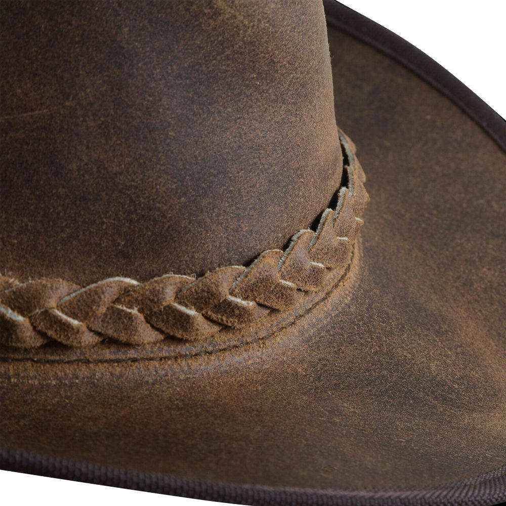 Leather Outback Hat Chin Strap & Braided Band