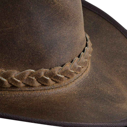 Leather Outback Hat Chin Strap & Braided Band