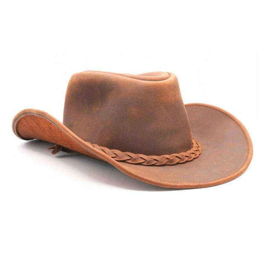 Saddle Brown Leather Cowboy Hat